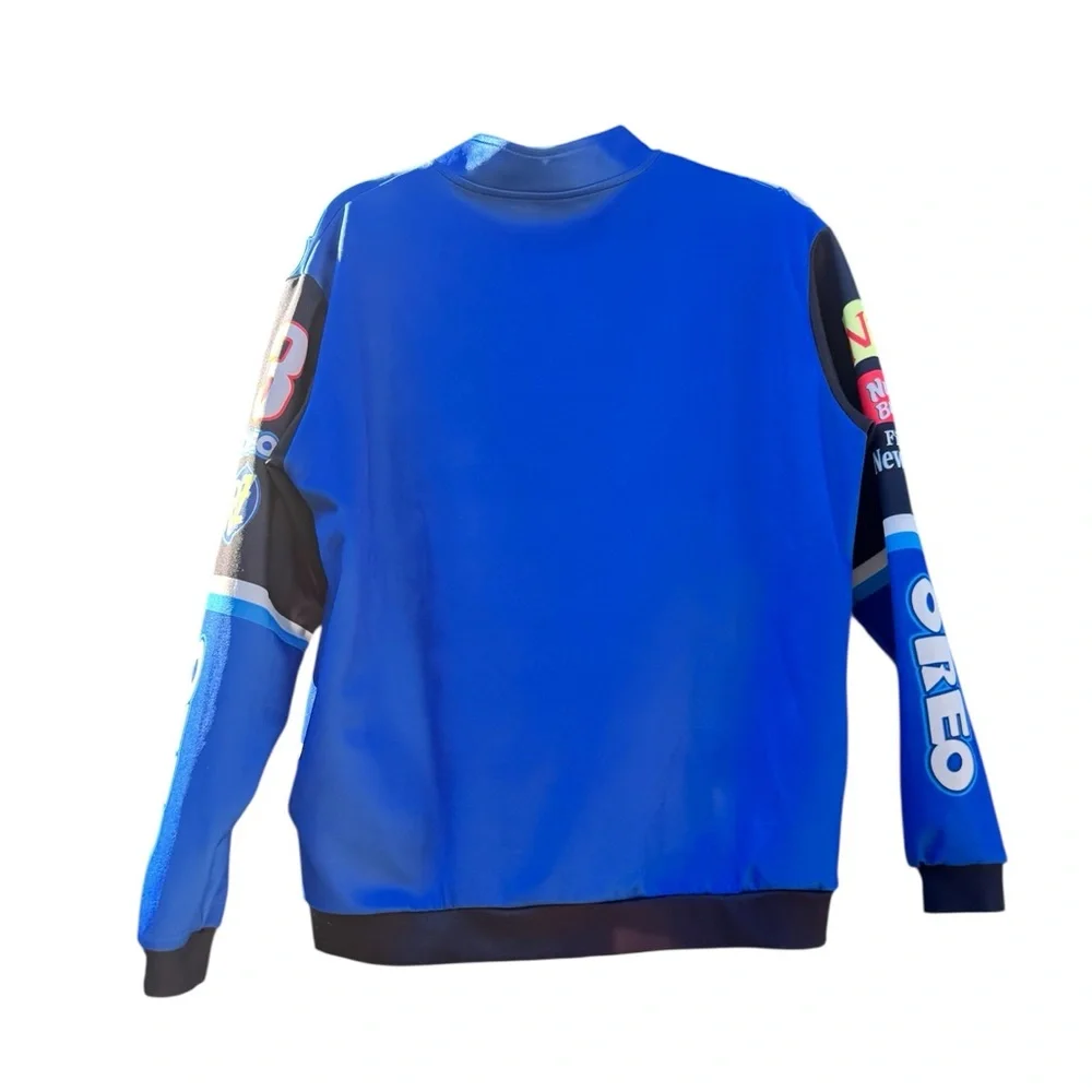 Blush Mark Faux "Oreo" Racing Snap Front Jacket. - Picture 3 of 7